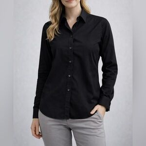 Ralph Lauren Black Poplin Cotton Button Down Shirt Long Sleeve Small
